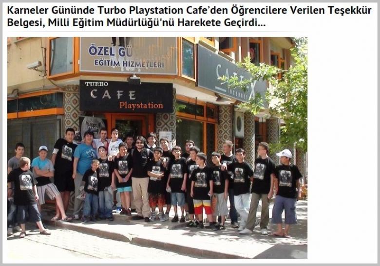 14. Playstation Cafe'den öğrencilere verilen Teşekkür Belgesi